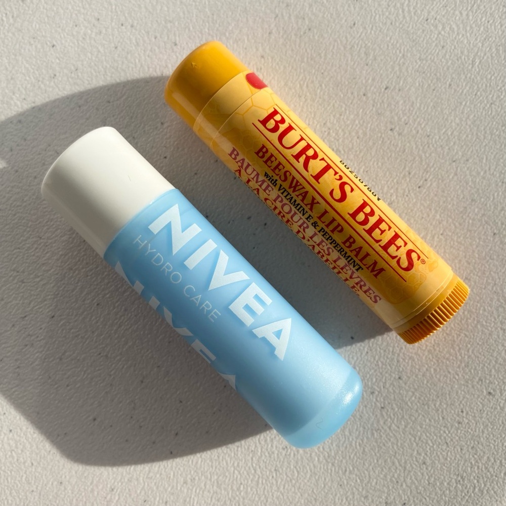 Burt’s Bees and Nivea Lip Balm